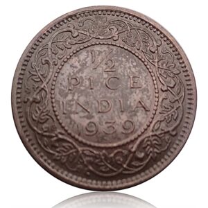 1939 1/2 Pice British India King George VI Bombay Mint