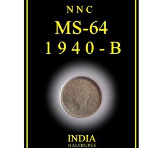 1940  1/2 Half Rupee British India King George VI -MS-64 Certified Silver Coin Bombay Mint