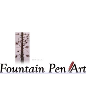 Fountain Pen Drawing Art  Beach Tree with Bird Moto Save Earth & Enjoy 