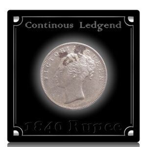 1840 1 Rupee Silver Coin Queen Victoria  Continuous Legend 19 Berries - RARE