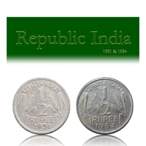 1951 1954 1/2 Half Rupee Republic India Corn Sheaf Coin