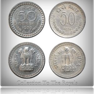 1970 1974 50 Paise Republic India Coin Bombay Mint - 2 Coins
