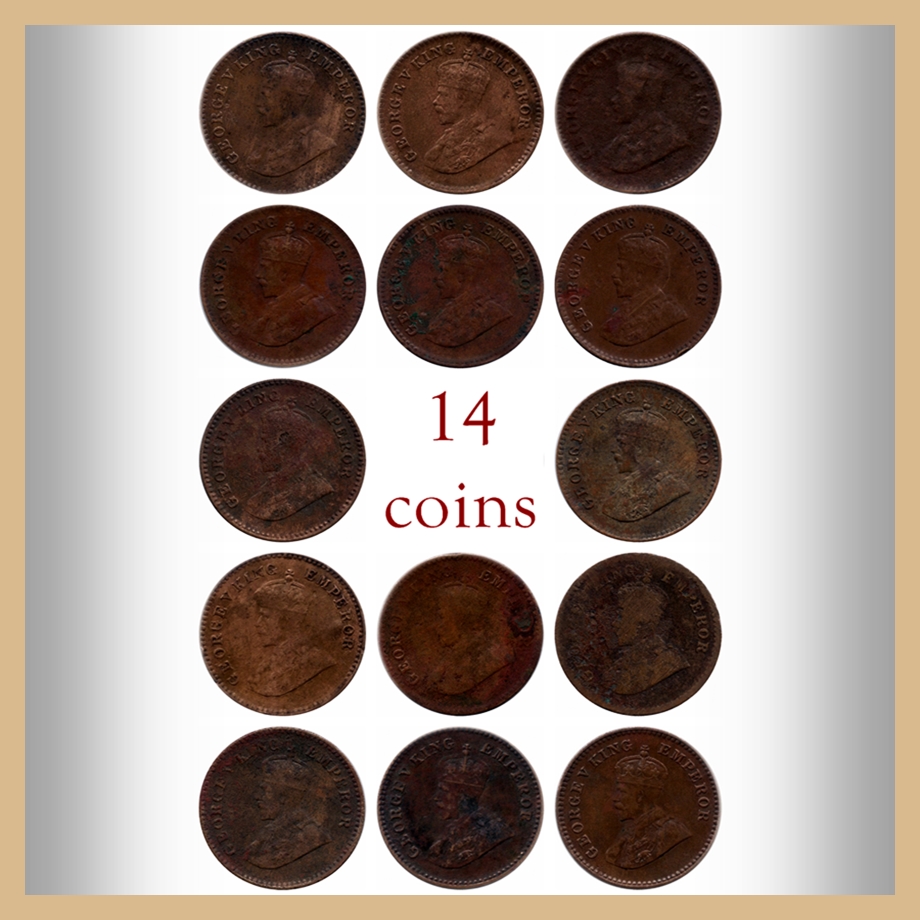 1936 1/12 Twelve Anna British India King George V - 14 Coins