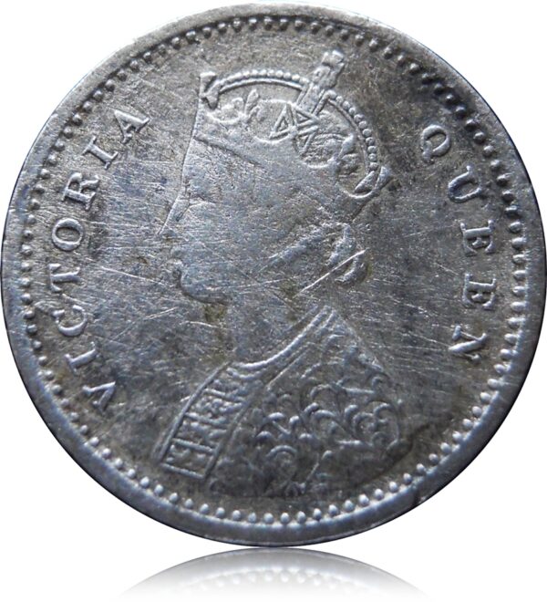 1862 Two Annas Silver Coin Queen Victoria - Bombay Mint