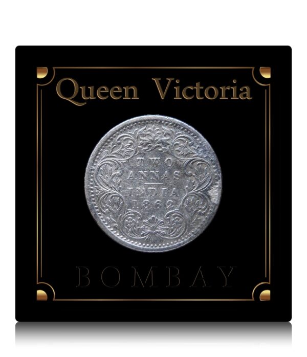 1862 Two Annas Silver Coin Queen Victoria - Bombay Mint