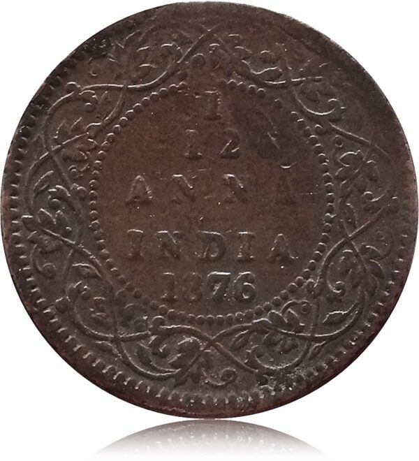 1876 1/12 Twelve Anna British India Queen Victoria