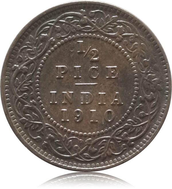 1910 1/2 Half Pice British India King Edward VII Calcutta Mint