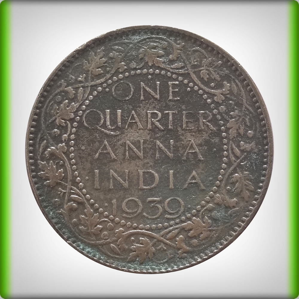 1939 1/4 Quarter Anna British India King George VI Bombay Mint