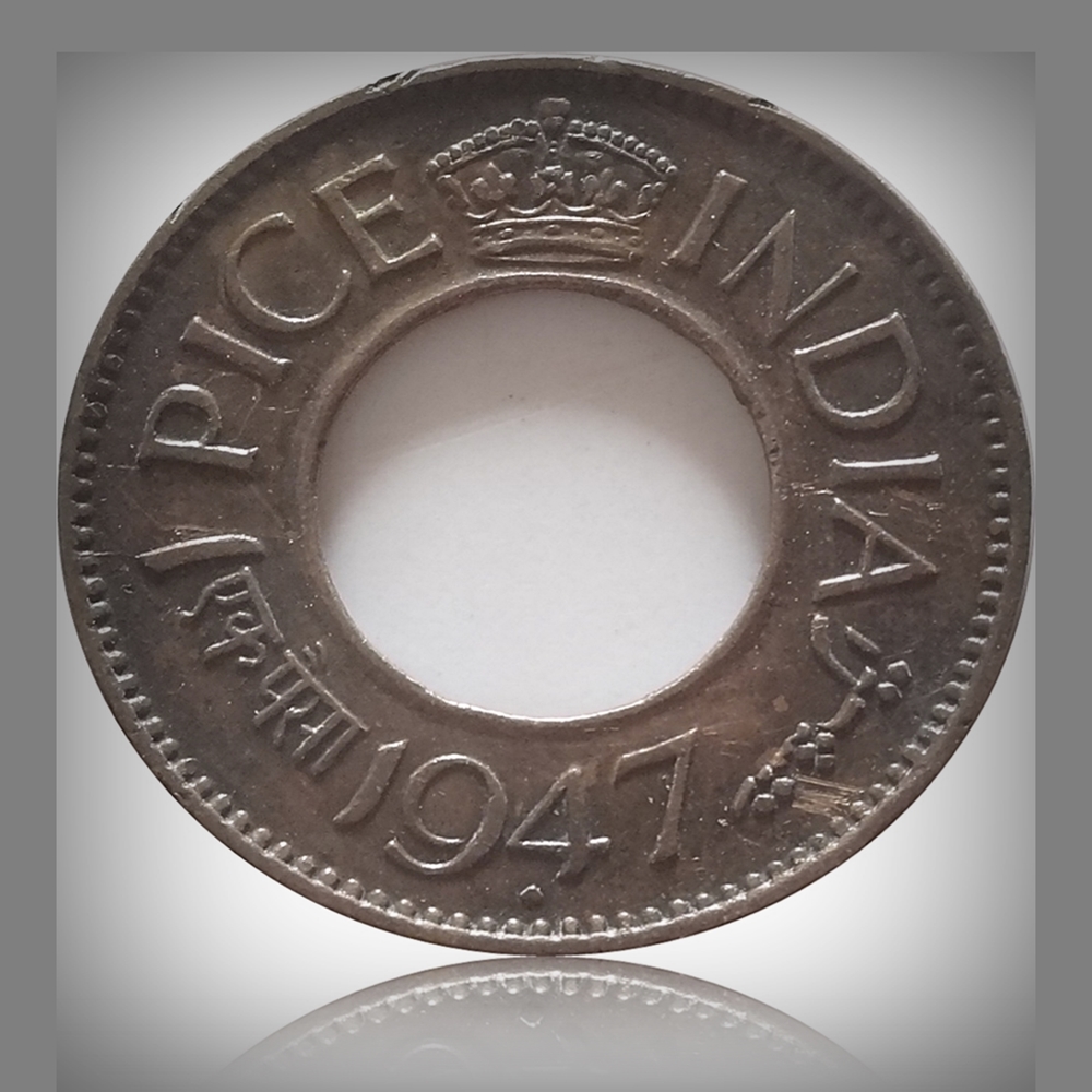 1947 1 Pice Hole Coin King George VI Bombay Mint - Best Buy