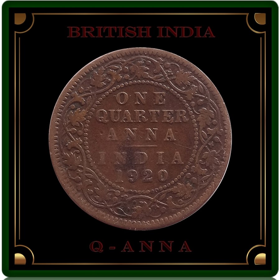 1920 1/4 One Quarter Anna British India King George V Calcutta Mint