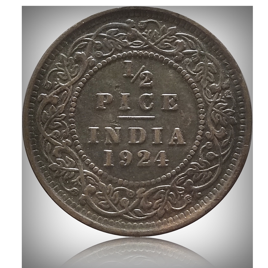 1924 1/2 Half Pice British India King George V Calcutta Mint - Best Buy