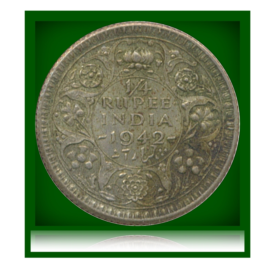 1942 1/4 Rupee George VI King Emperor - Calcutta Mint