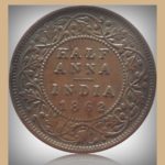 1862 1/2 Half Anna British India Queen Victoria - RARE