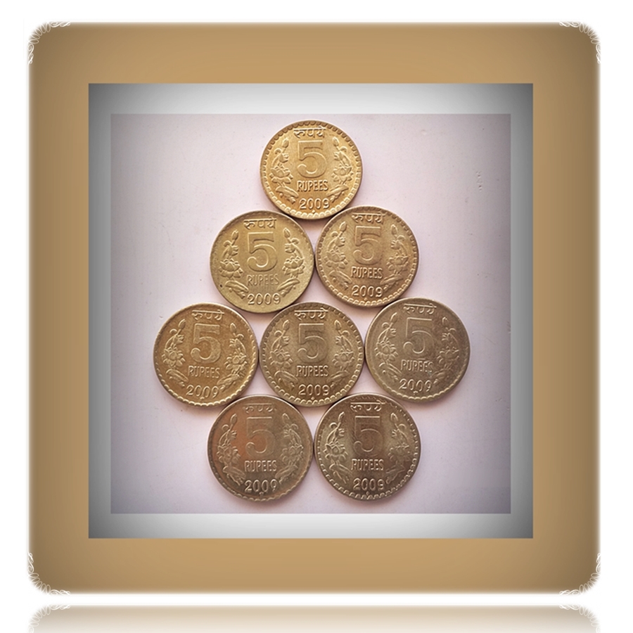 2009 5 Rupees Republic Indian Coin Bombay & Hyderabad Mint - 8 Coins