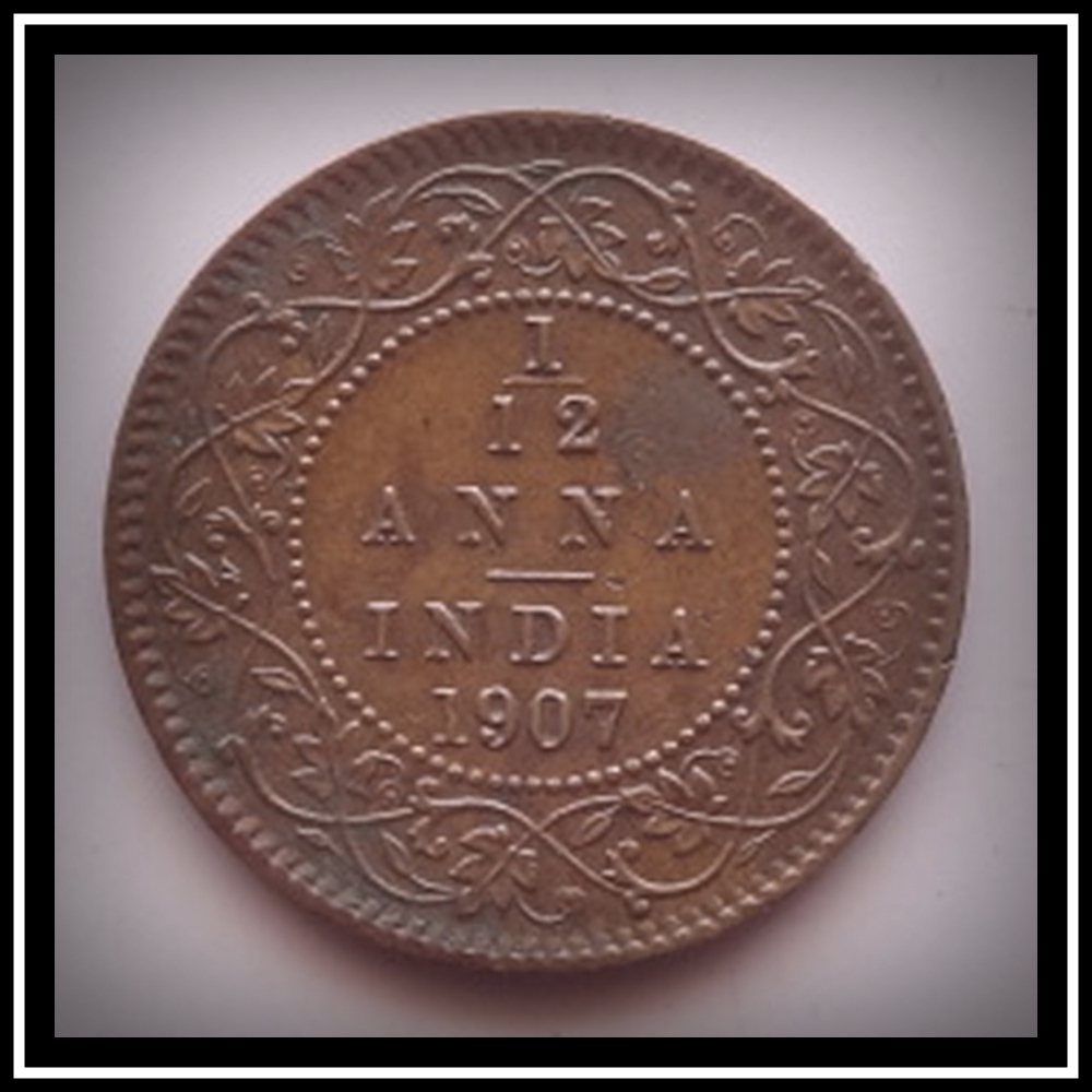 1907 1 pie 1/12 Twelve Anna King Edward VI - Worth Buy