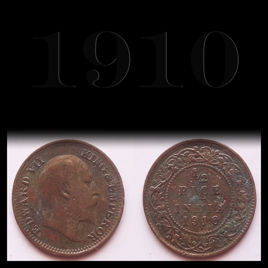 1910 1/2 Pice King Edward VII British india - Best Buy