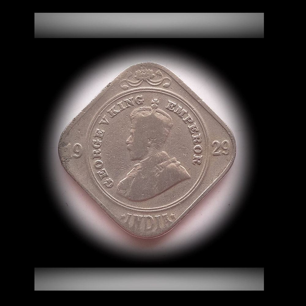 1929 King George V British India 2 Annas - Hard to Get