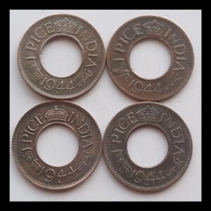 1944 1 pice George VI Bombay & Calcutta Mint - 4 coins