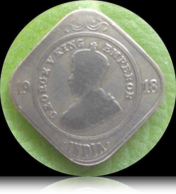 1918 2 Annas British India King George V copper Nickel
