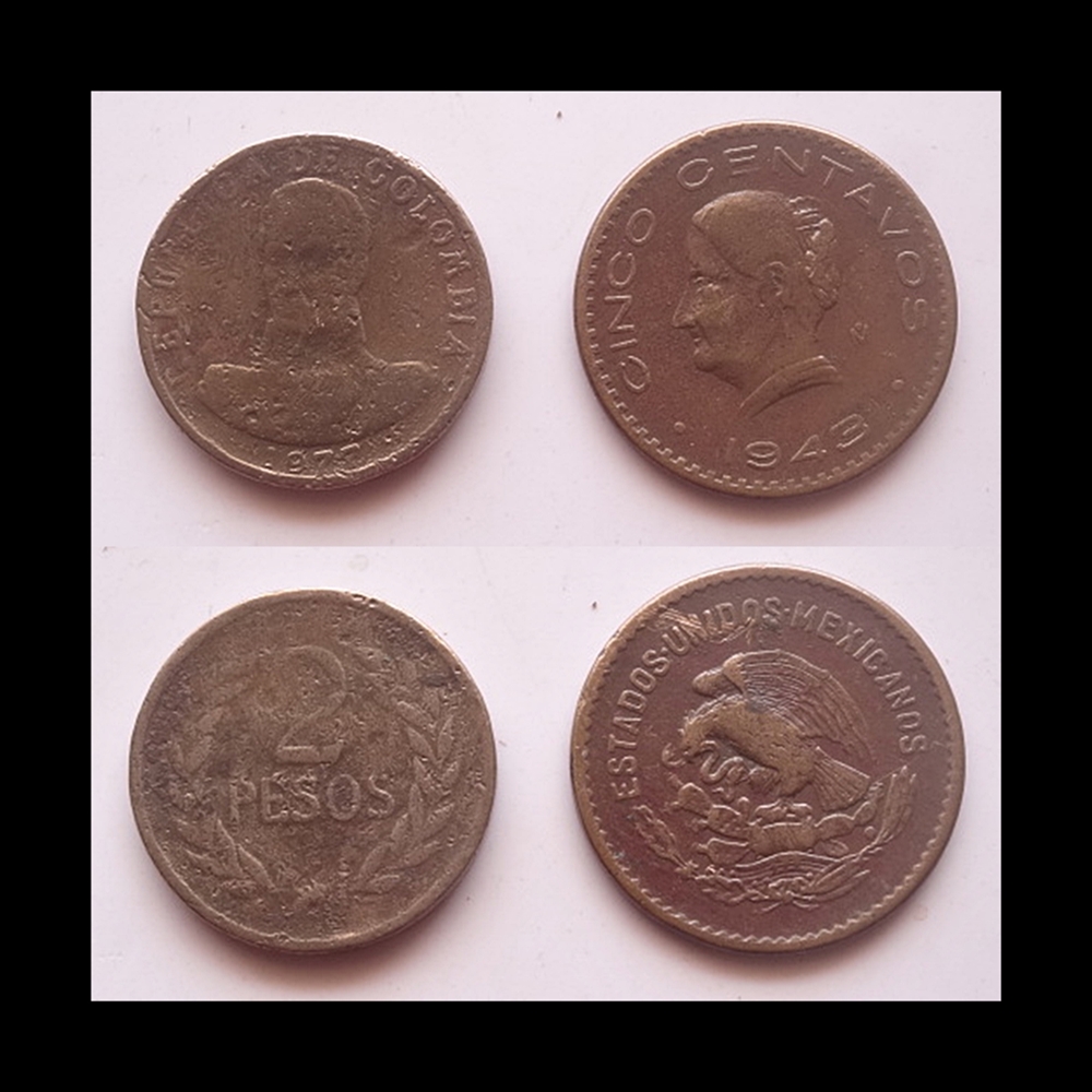 1943 1972 CENTAVOS & PESOS 2 COINS