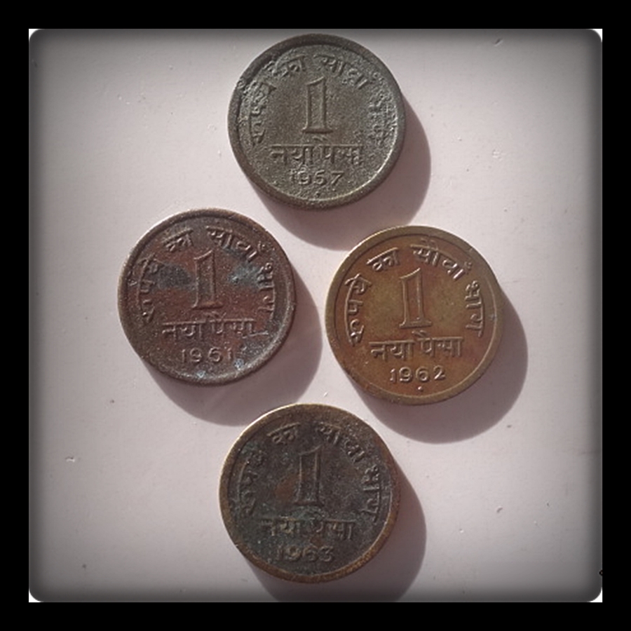 1957 1961 1962 1963 1 Naya Paisa Republic India 4 coins