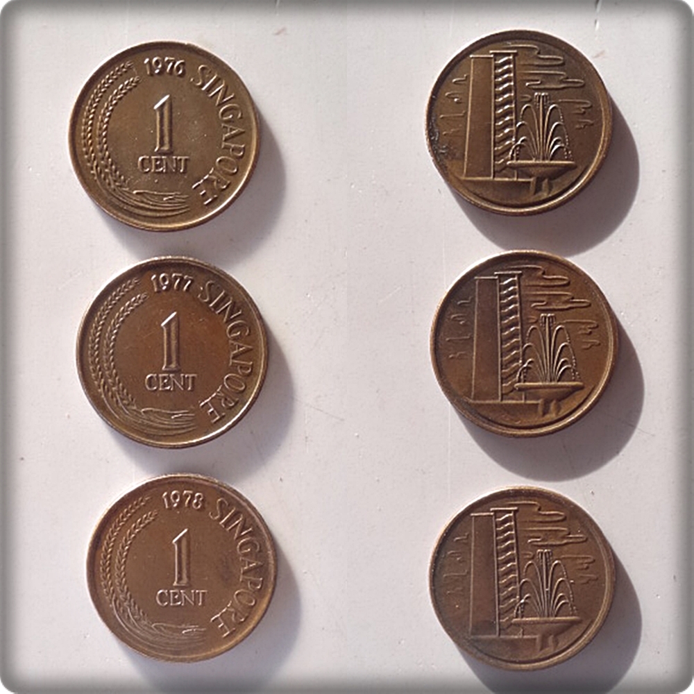 1976 1977 1978 1 Cent Singapore - Worth Collecting