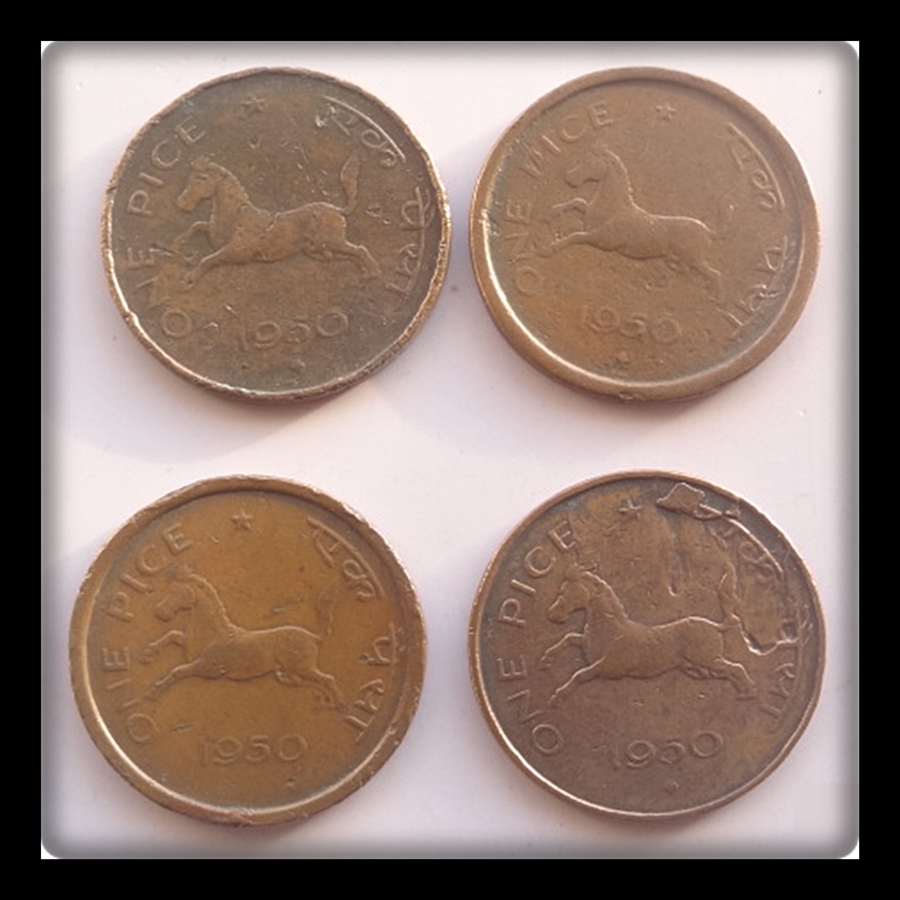 1950 1 pice Republic India Coin - 4 coins -Worth