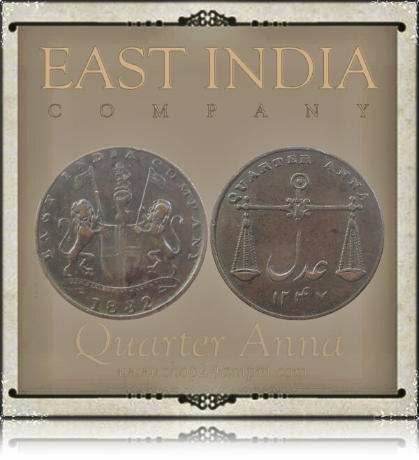 1832  1/4 Quarter Anna Coin East India Company - RARE COIN