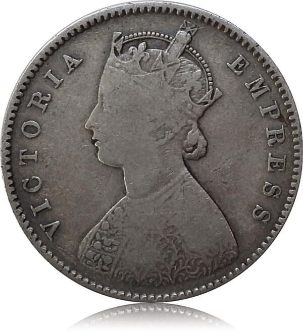 1896 1/2 Half Rupee Queen Victoria Calcutta Mint Incused 
