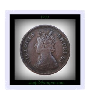 1900 1/2 Half Pice Coin British India Queen Victoria 