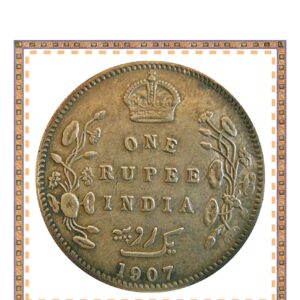1907  1 One Rupee Silver Coin British India King Edward VII - RARE