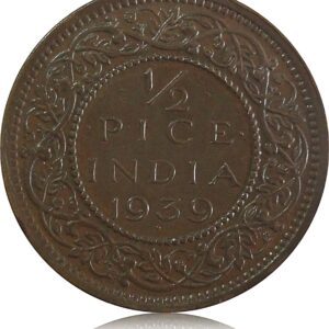 1939 1/2 Half Pice British India King George V Calcutta Mint - Best Buy