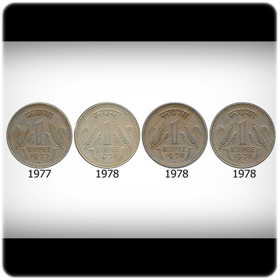 Old Big Dabu 1 Rupee Republic India Coins – set of 4 Coins – Worth Buy
