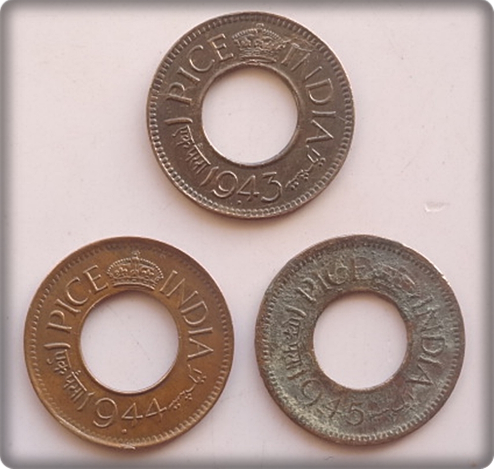 1943 1944 1945 1 PICE - 3 COINS George VI