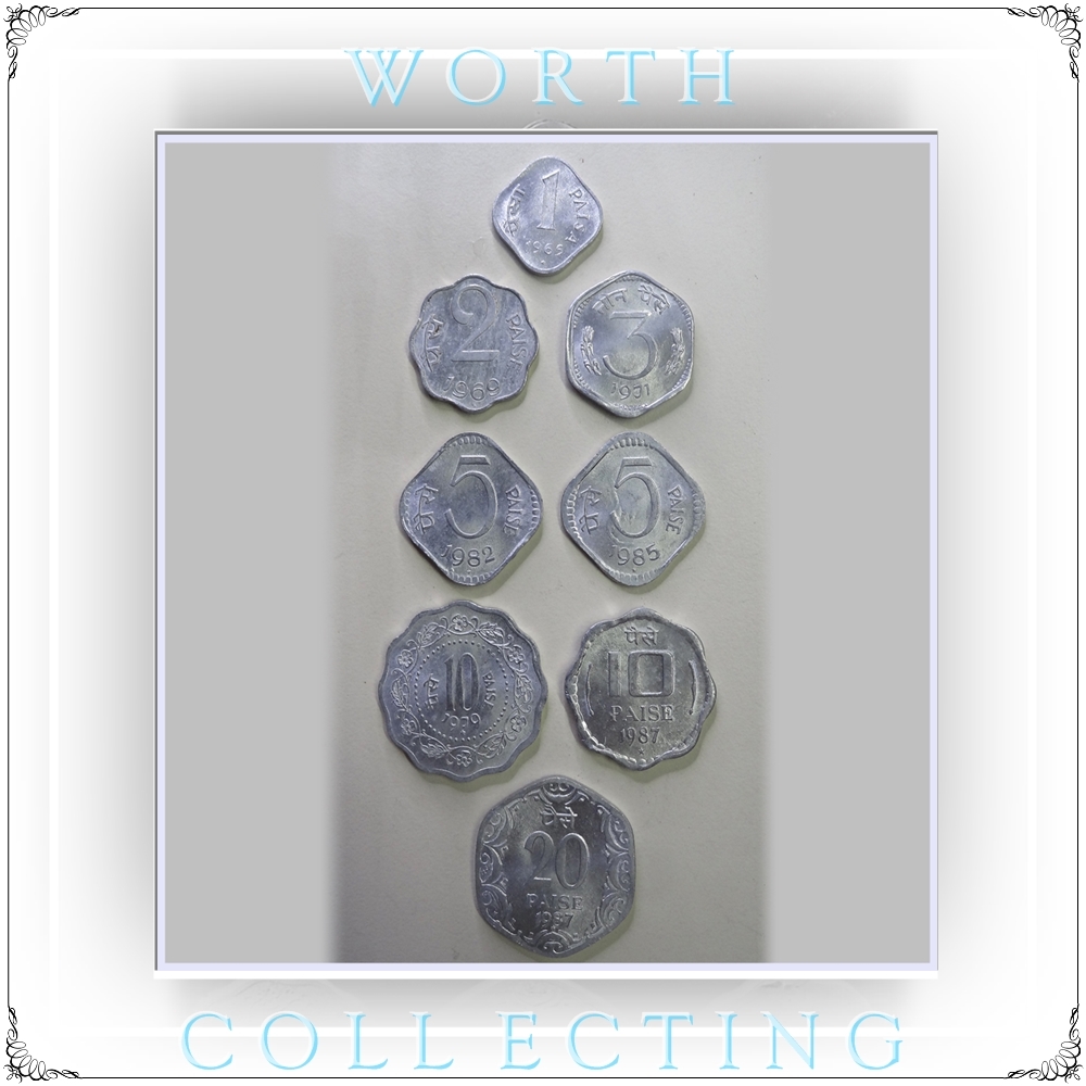 1965 1969 1971 1979 1982 1985 1987 1 Paisa 2 Paise 3 Paise 5 Paise 10 Paise 20 Paise - 8 Coins