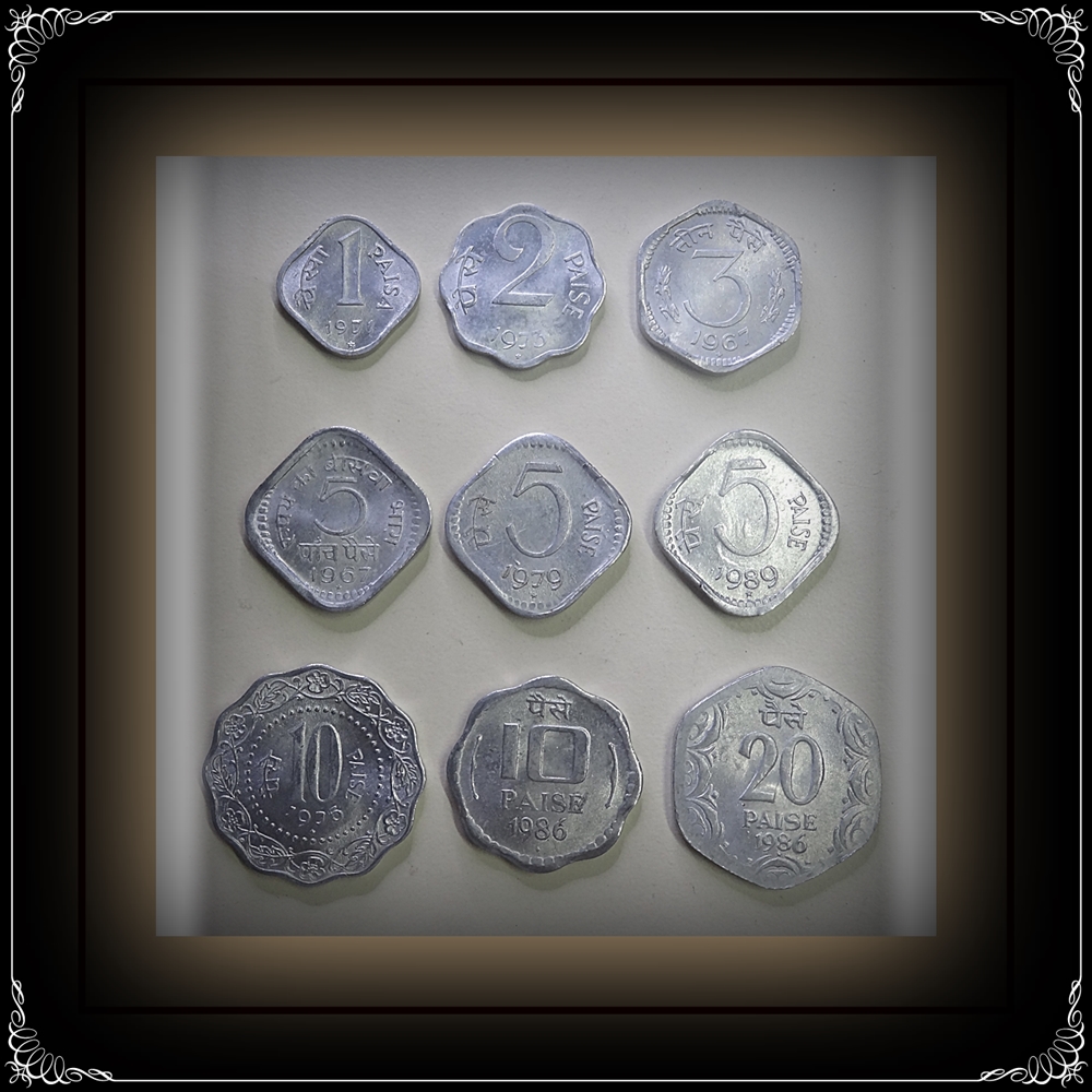 1967 1971 1973 1975 1979 1986 1989 1 Paisa 2 Paise 3 Paise 5 Paise 10 Paise 20 Paise - 5 Coins