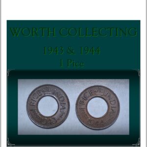 1943 1944  1 Pice Hole Coin British India King George VI