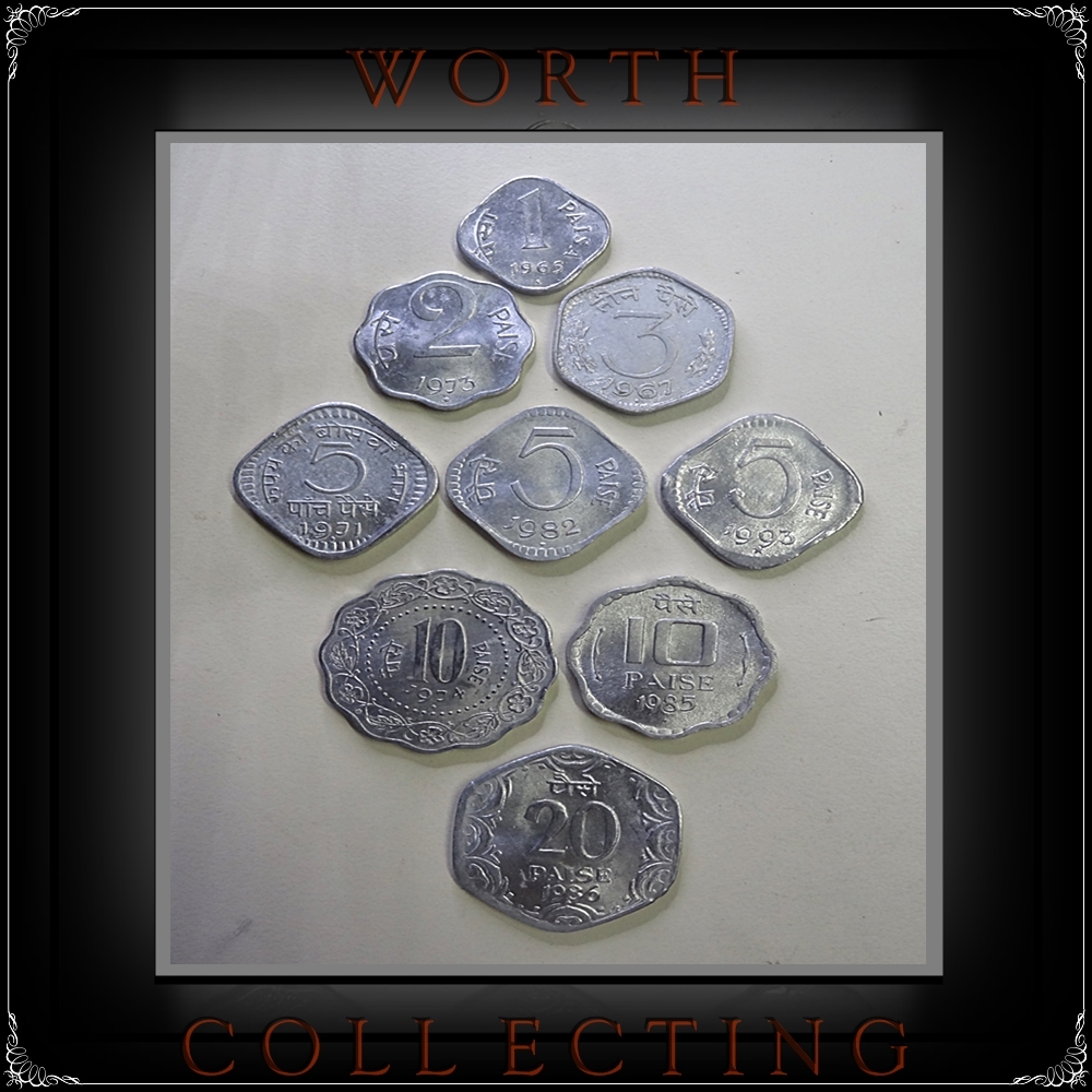 1965 1967 1971 1973 1974 1982 1985 1986 1993 1 Paisa 2 Paise 3 Paise 5 Paise 10 Paise 20 Paise