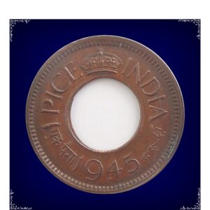 1945 1 Pice Hole Coin British India King George VI