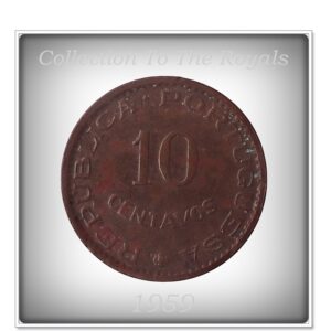 1959 10 Centavos - Republica Portuguesa -Estado Da India Coin 
