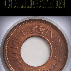 1945 1 Pice UNC Hole Coin British India King George VI 