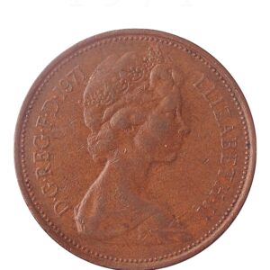 1971 2 New Pence  Great Britain Coin Elizabeth II Bronze - RARE COIN