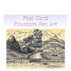 Fountain Pen Art Drawing - Village Landscape 