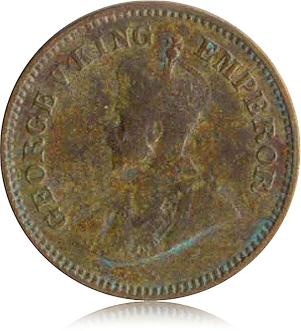 1917 1/2 Half Pice British India King George V Calcutta Mint O