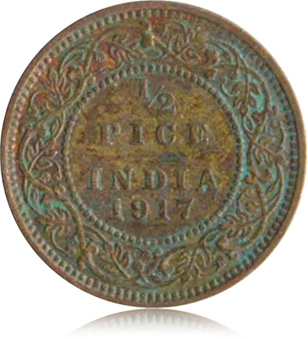 1917 1/2 Half Pice British India King George V Calcutta Mint R