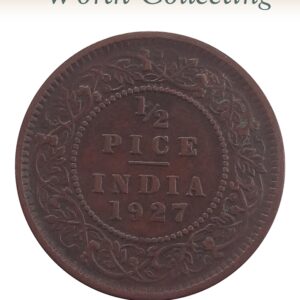 1927 1/2 Half Pice Coin British India King George V 