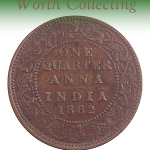 1862  1/4 Quarter Anna British India King Queen Victoria