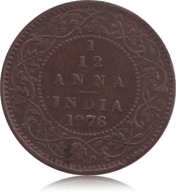 1876  1/12 Twelve Anna British India Queen Victoria R