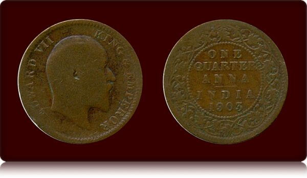 1903 1/4 Anna Coin Edward VII
