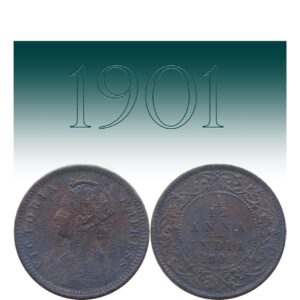 1901 Queen Victoria 1 by 12 Anna coin